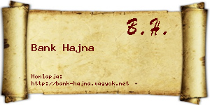 Bank Hajna névjegykártya